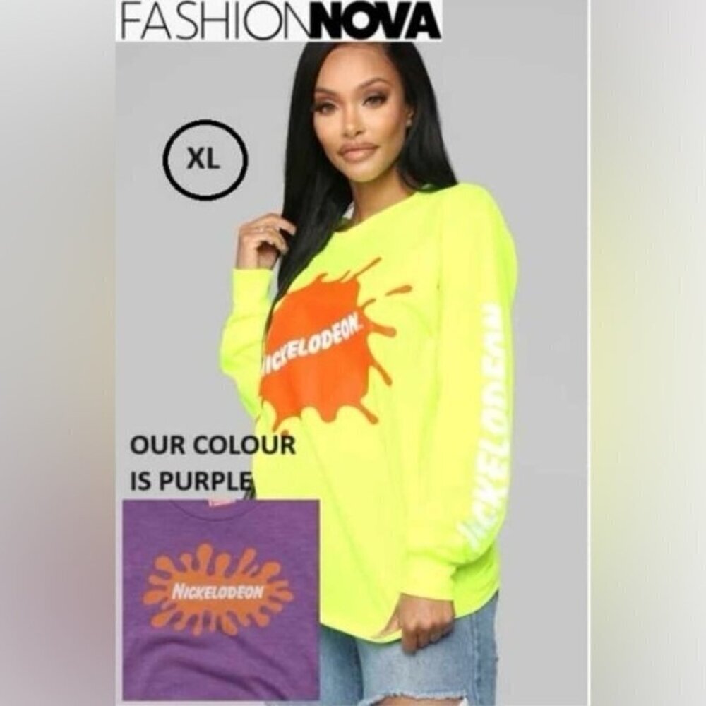 Fashion Nova - Ladies, Nickelodeon LS Top - Purple. Size: XL. NIB - Picture 1 of 10